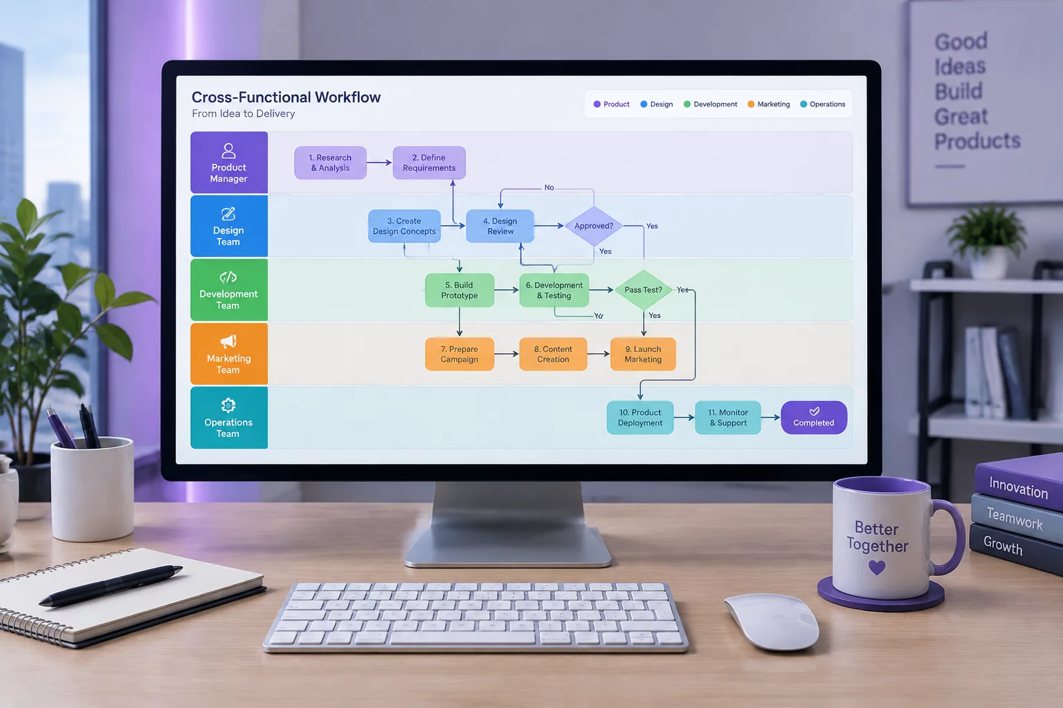 Cross-team handoff swimlane architecture framework